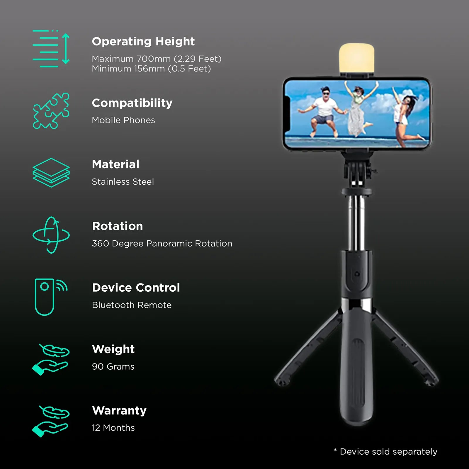 3-in-1 Selfie Stick Tripod | Selfie Stick For Selfies Bluetooth Tripod Stand With Remote - 3-in-1 Selfie Stick Tripod