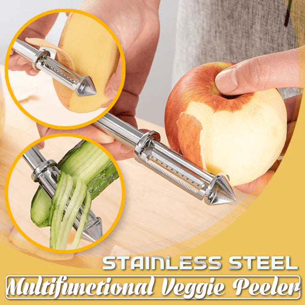3 in 1 Veggie Peeler | Potato Peeler Vegetable Knife Slicer Fruit Peeler Kitchen 3 in 1 Knife - 3 in 1 Stainless steel Multifunctional Veggie Peeler (Pack of 2)