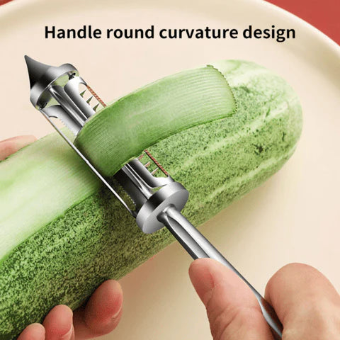 3 in 1 Veggie Peeler | Potato Peeler Vegetable Knife Slicer Fruit Peeler Kitchen 3 in 1 Knife - 3 in 1 Stainless steel Multifunctional Veggie Peeler (Pack of 2)