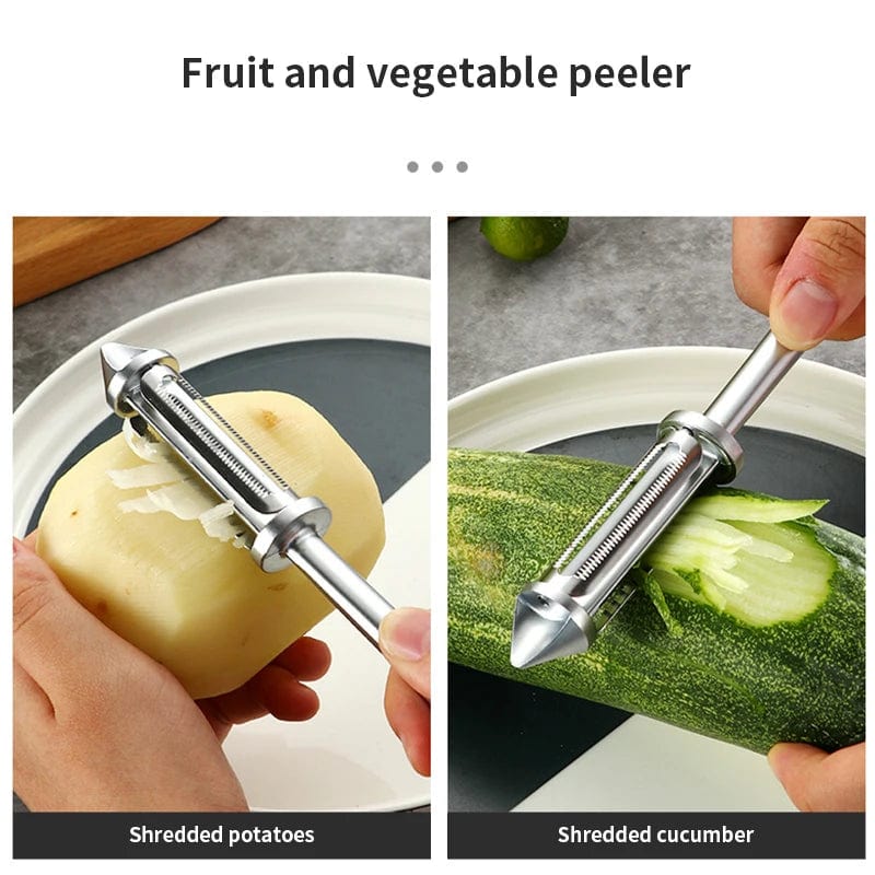 3 in 1 Veggie Peeler | Potato Peeler Vegetable Knife Slicer Fruit Peeler Kitchen 3 in 1 Knife - 3 in 1 Stainless steel Multifunctional Veggie Peeler (Pack of 2)