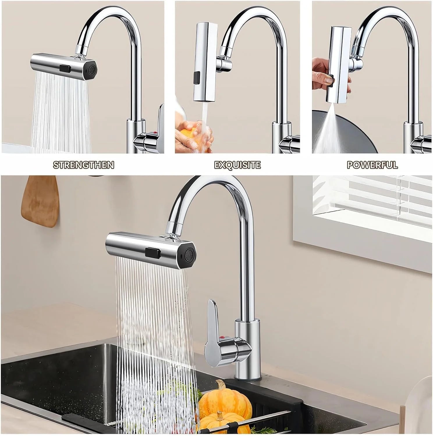 3-in-1 Waterfall Kitchen Faucet | Kitchen Sink Tap Faucets Waterfall Extender For Kitchen Sink - 3 in 1 Waterfall Kitchen Faucet