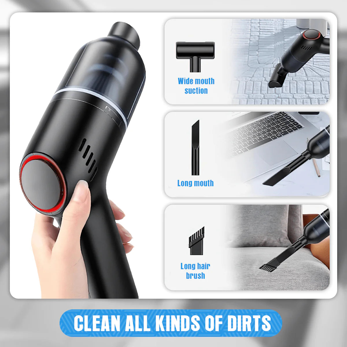 4-in-1 Strong Suction Vacuum Cleaner | Vacuum Cleaner Car Automobile Mini Handheld Cleaning - Powerful 4-in-1 Strong Suction Vacuum Cleaner