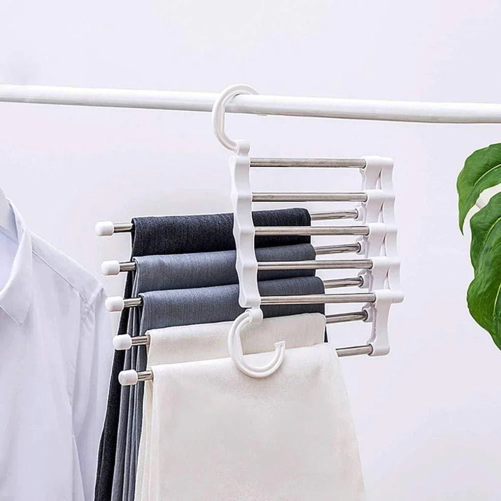 5-In-1 Foldable Stainless Steel Hanger Organizer (Pack of 2) - 5-In-1 Foldable Stainless-Steel Hanger (Pack of 2)