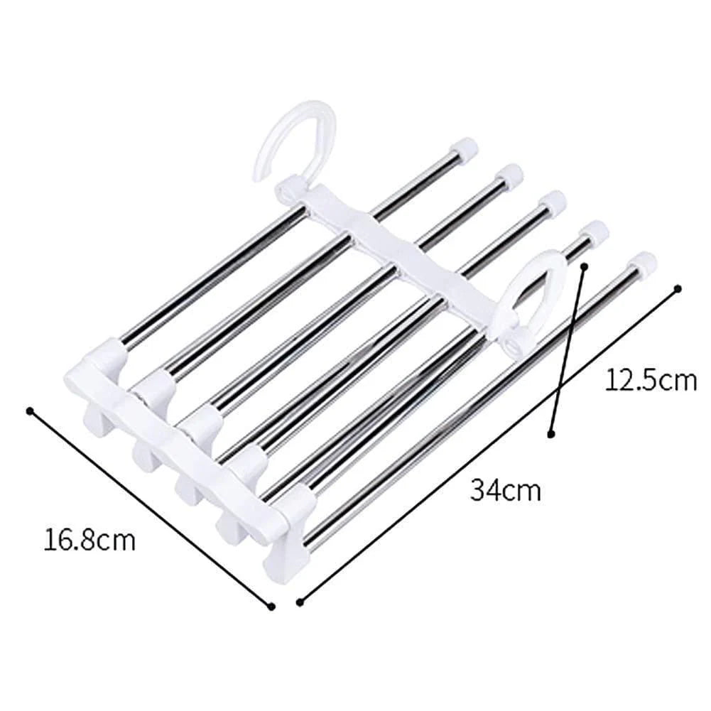 5-In-1 Foldable Stainless Steel Hanger Organizer (Pack of 2) - 5-In-1 Foldable Stainless-Steel Hanger (Pack of 2)