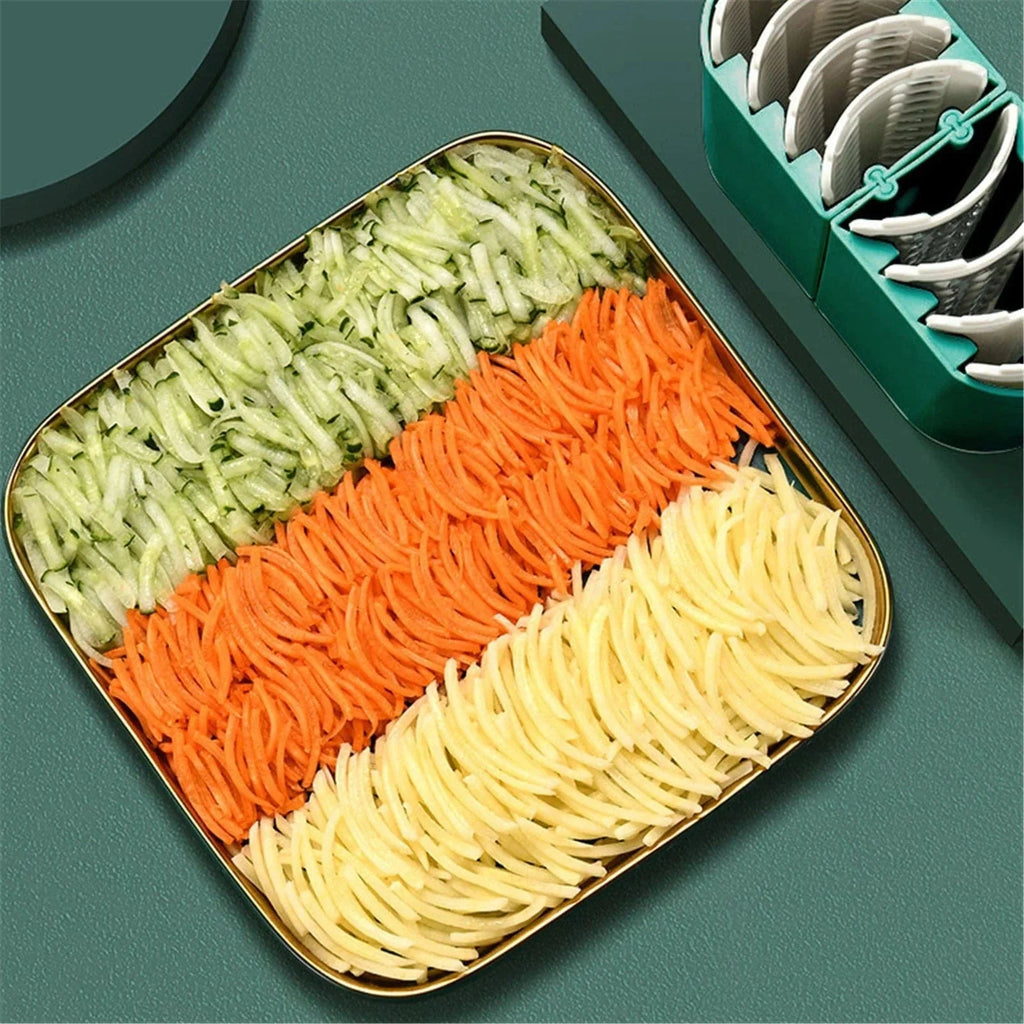5-in-1 Kitchen Grater and Slicer | Rotary Vegetable Slicer Carrot Spiralizer Salad Cutter - 5-in-1 Kitchen Grater and Slicer