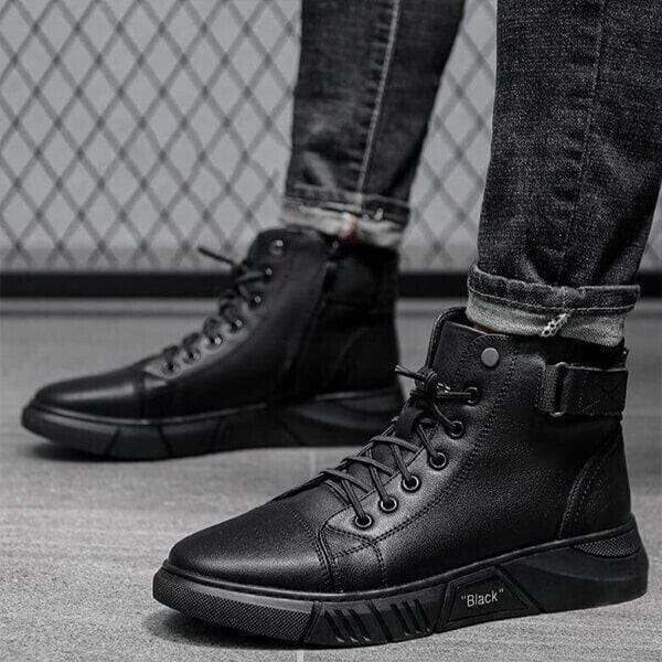 6 - Hand-Made Mens Casual Black Leather Boots