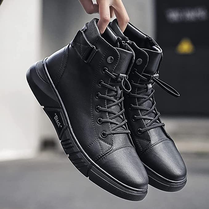 6 - Hand-Made Mens Casual Black Leather Boots