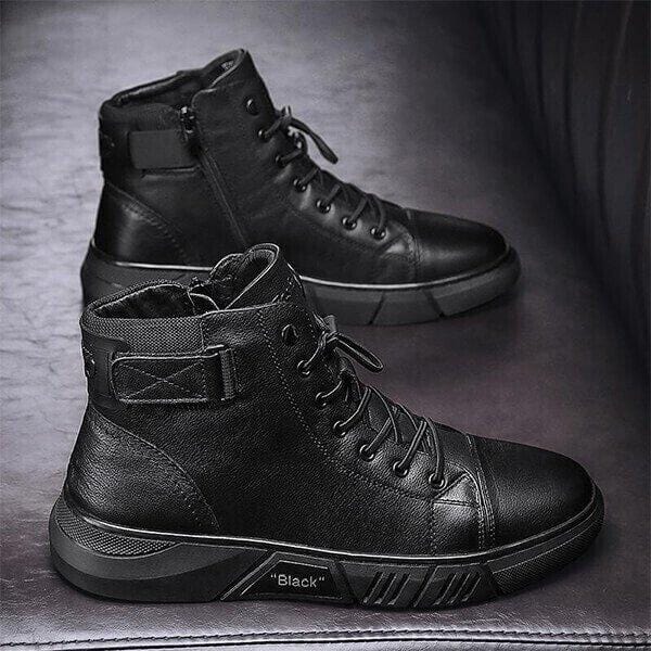 6 - Hand-Made Mens Casual Black Leather Boots