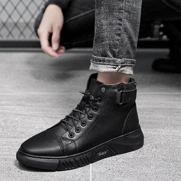 6 - Hand-Made Mens Casual Black Leather Boots
