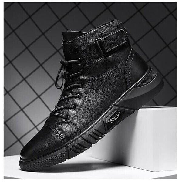 6 - Hand-Made Mens Casual Black Leather Boots