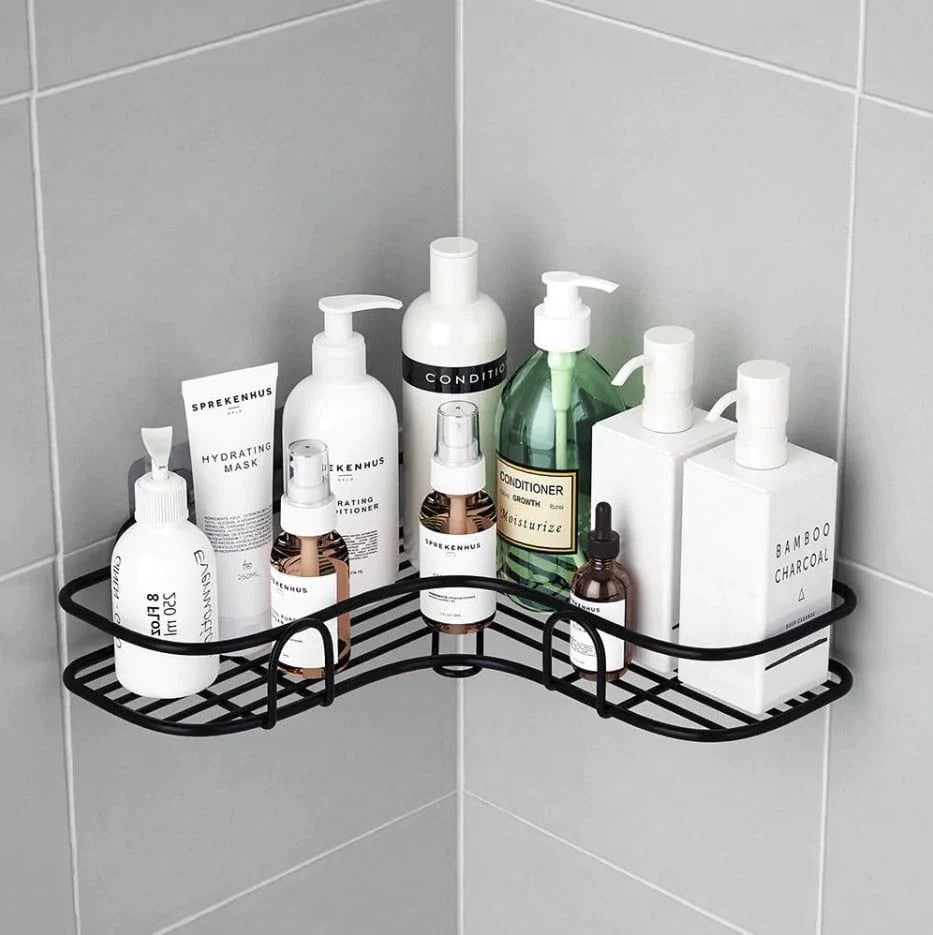 Adhesive Corner Storage Rack | Storage Rack Bathroom Corner Shelf Steel Rack Shelves - Self Adhesive Metal Corner Storage Rack