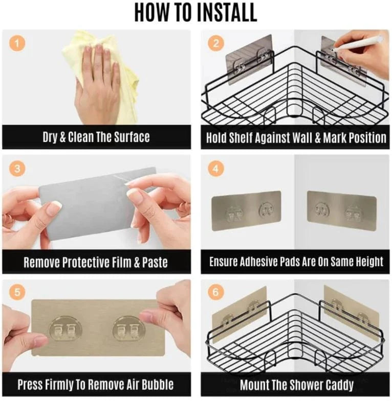 Adhesive Corner Storage Rack | Storage Rack Bathroom Corner Shelf Steel Rack Shelves - Self Adhesive Metal Corner Storage Rack