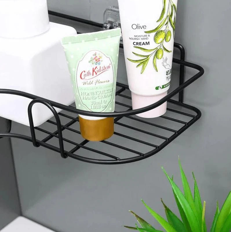 Adhesive Corner Storage Rack | Storage Rack Bathroom Corner Shelf Steel Rack Shelves - Self Adhesive Metal Corner Storage Rack