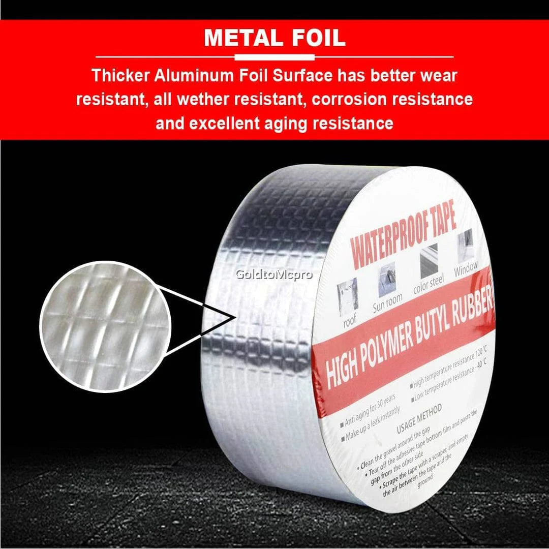 Aluminium Rubber Tape | Adhesive Waterproof Leakage Tape Aluminium Foil Pipe Repair Tape - Waterseal Aluminium Rubber Tape - Extra Long Version