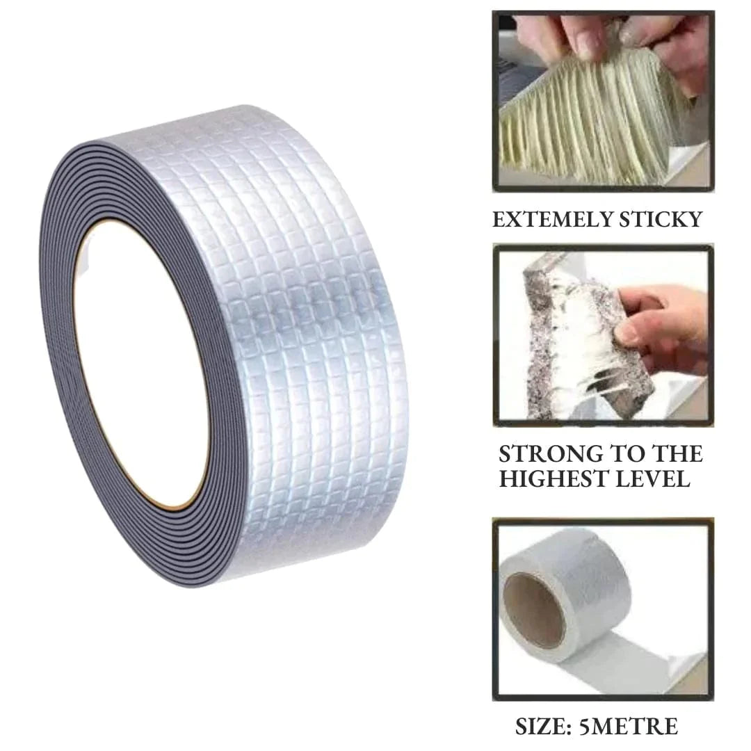 Aluminium Rubber Tape | Adhesive Waterproof Leakage Tape Aluminium Foil Pipe Repair Tape - Waterseal Aluminium Rubber Tape - Extra Long Version