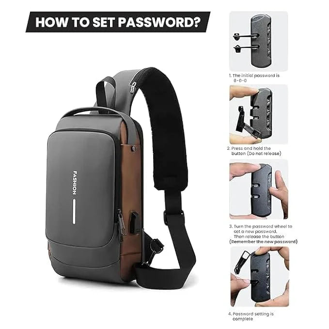 Anti-Theft Crossbody Sling Bag with USB Charging