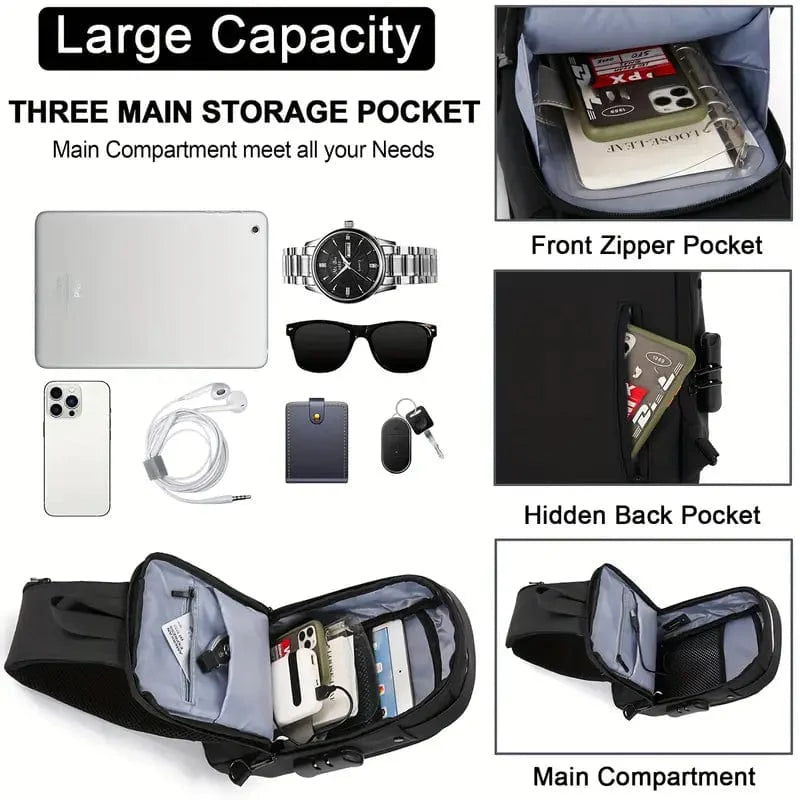 Anti-Theft Crossbody Sling Bag with USB Charging