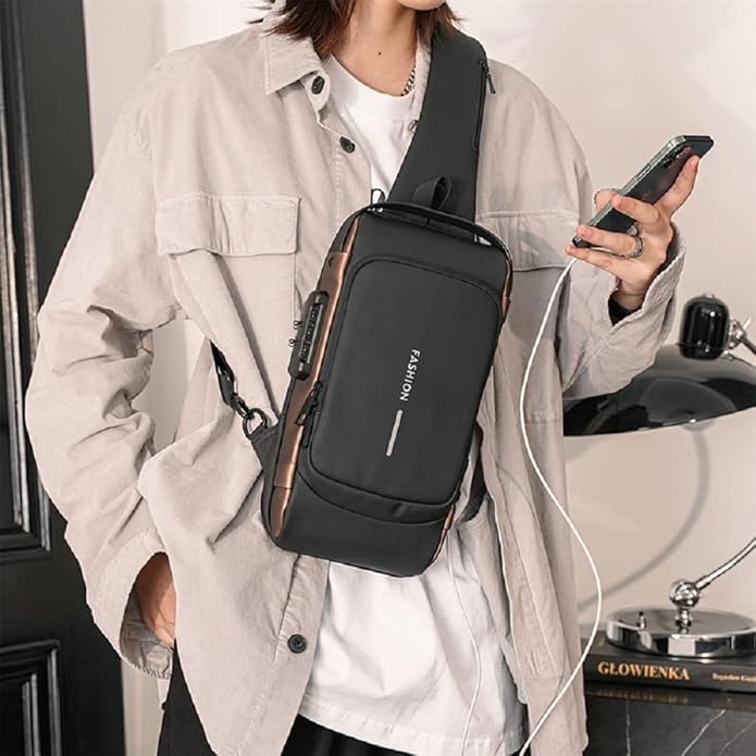 Anti-Theft Crossbody Sling Bag with USB Charging