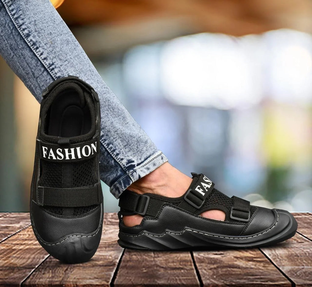 Buckled Knitted Orthopaedic Sandals | Shoes For Men Walking mens Footwear Trendy Summer Shoe - 6 - Men's Buckled Knitted Orthopaedic Sandals