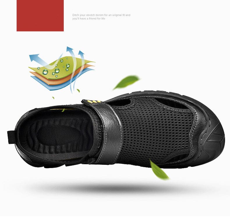 Buckled Knitted Orthopaedic Sandals | Shoes For Men Walking mens Footwear Trendy Summer Shoe - 6 - Men's Buckled Knitted Orthopaedic Sandals