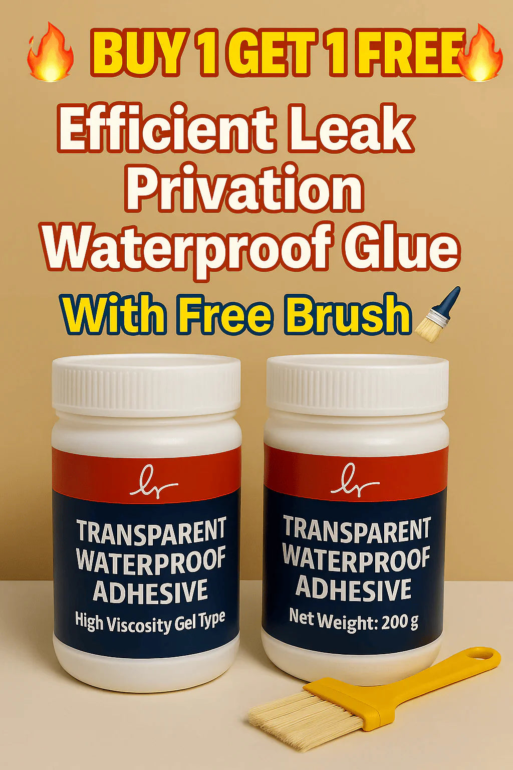 💧Buy 1 Get 1 FREE – Transparent Waterproof Glue + Free Brush!🔥