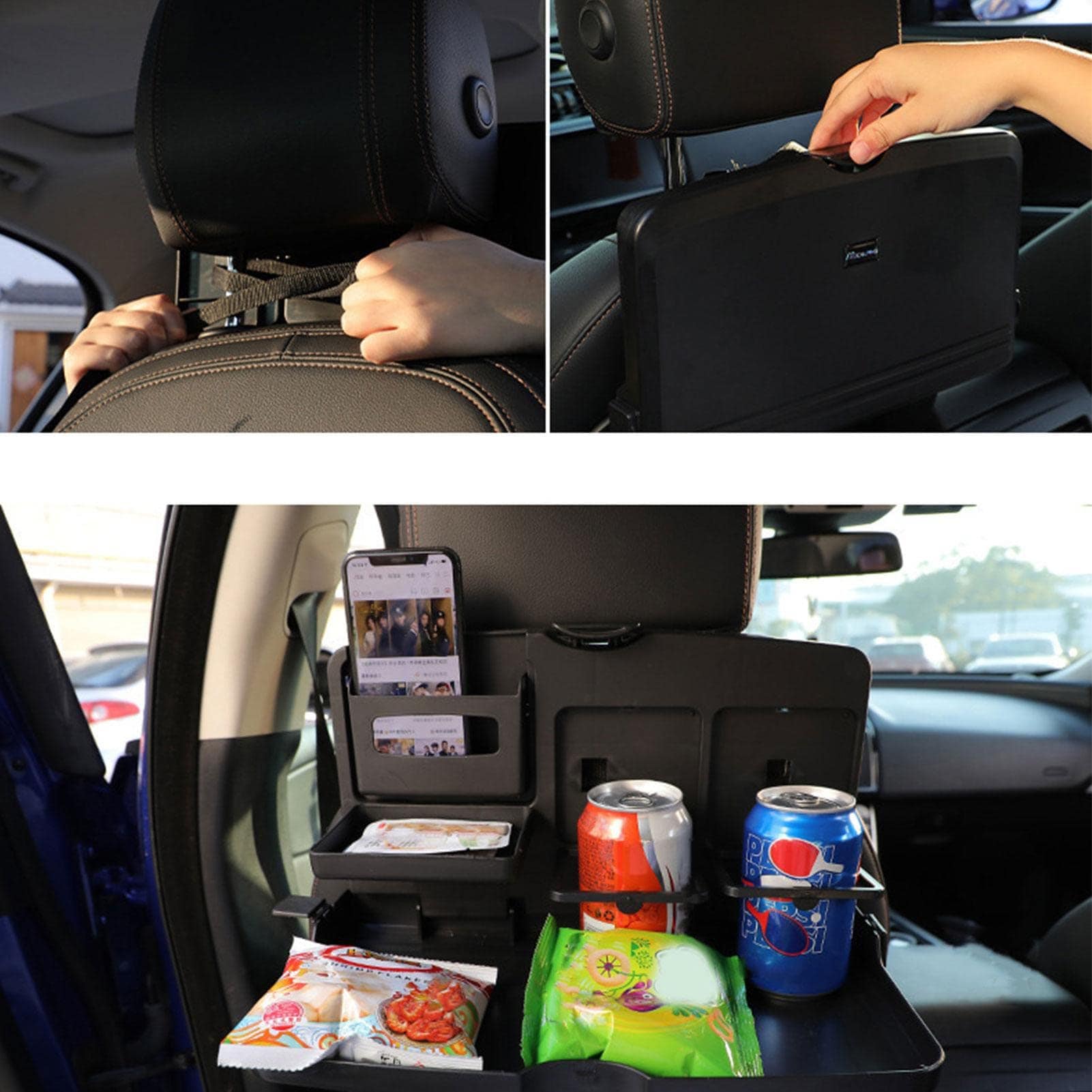 Car Back Seat Organizer Rear Seat Tray Bottle Holder - Backseat Tray - Pack of 1 - Backseat Tray