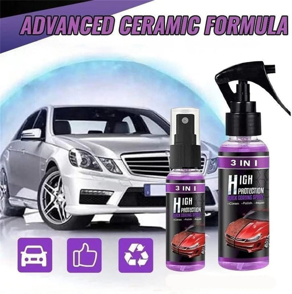 Ceramic Coating Wax Car Paint Protection Hydrophobic Spray - 3-in-1 Car Coating Spray - Pack of 2 - 3-in-1 Car Coating Spray (Pack of 2)
