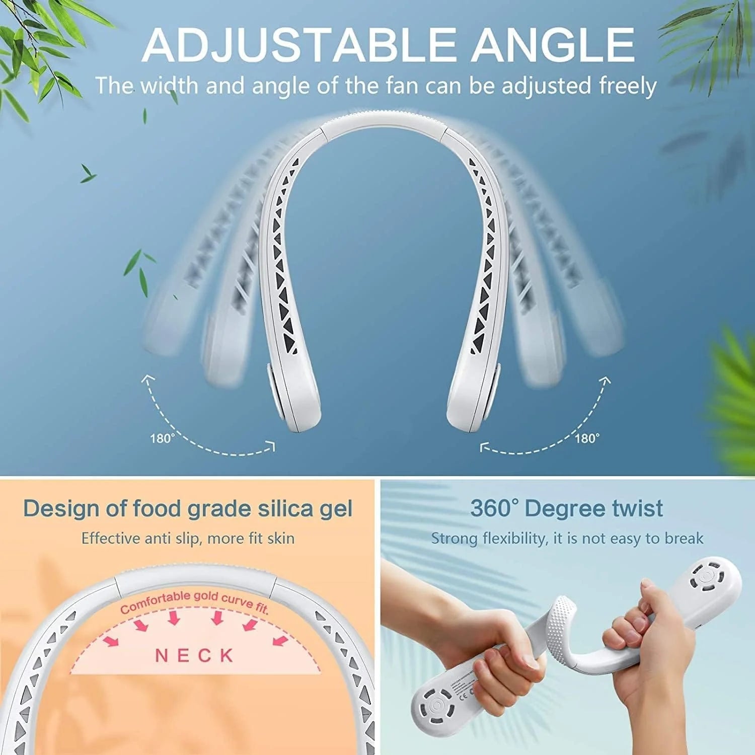 Cooling Rechargable Fan Portable Neck USB Mini Rechargable Fan  - Portable Neck Fan - Portable Neck Fan
