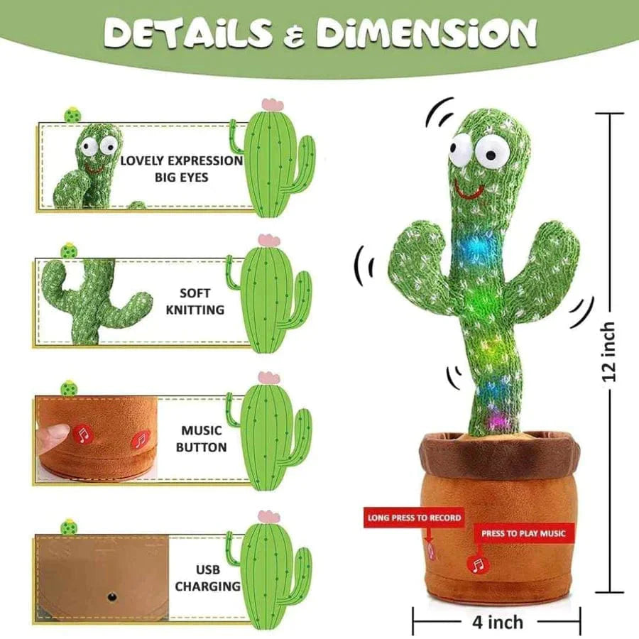 Dancing Talking Cactus Toy Mimicking Singing Push Toy  - Dancing Talking Cactus Toy - Dancing Talking Cactus Toy