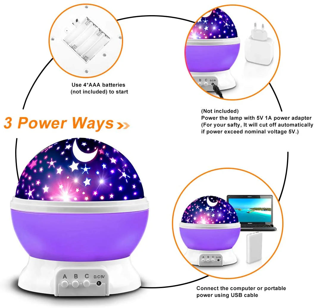 Decorative Star Lights Rotating Night Lamp Projector - Night Light Projector - Night Light Projector