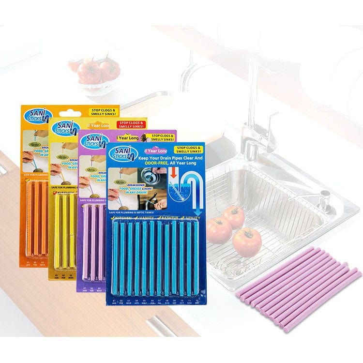 Drain Cleaner Block Pipe Clogged Sink Basin Clear Stick - Drain Cleaner Stick - Drain Cleaner Stick - Pack Of 12