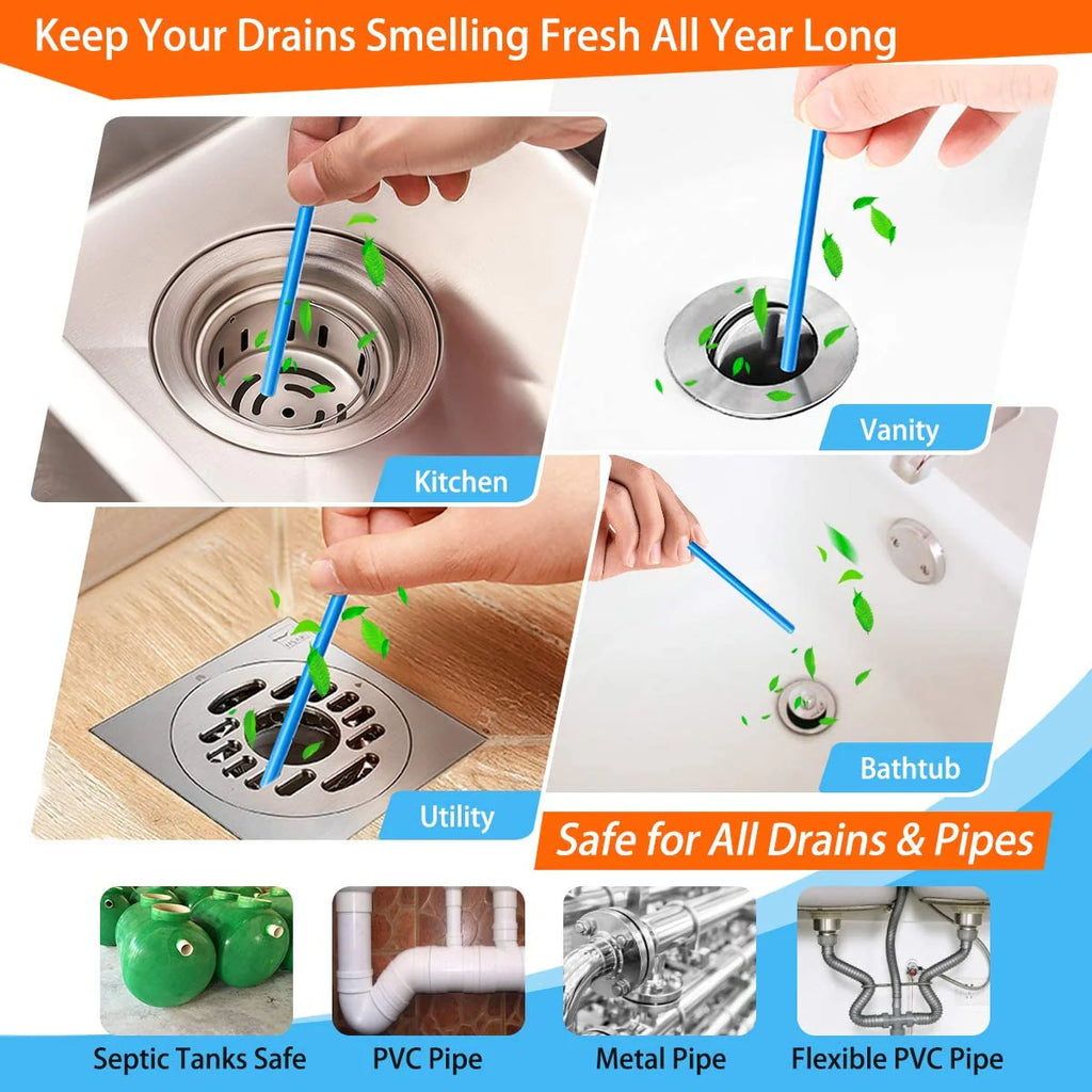 Drain Cleaner Block Pipe Clogged Sink Basin Clear Stick - Drain Cleaner Stick - Drain Cleaner Stick - Pack Of 12