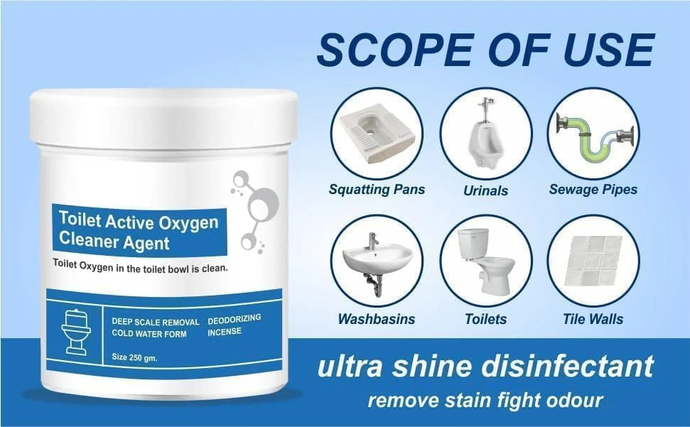 Drainage Cleaner Toilet Bathroom Drain Cleaner Powder Product - Toilet Cleaner (Pack of 2) - Toilet Active Oxygen Cleaner Agent (Pack of 2)