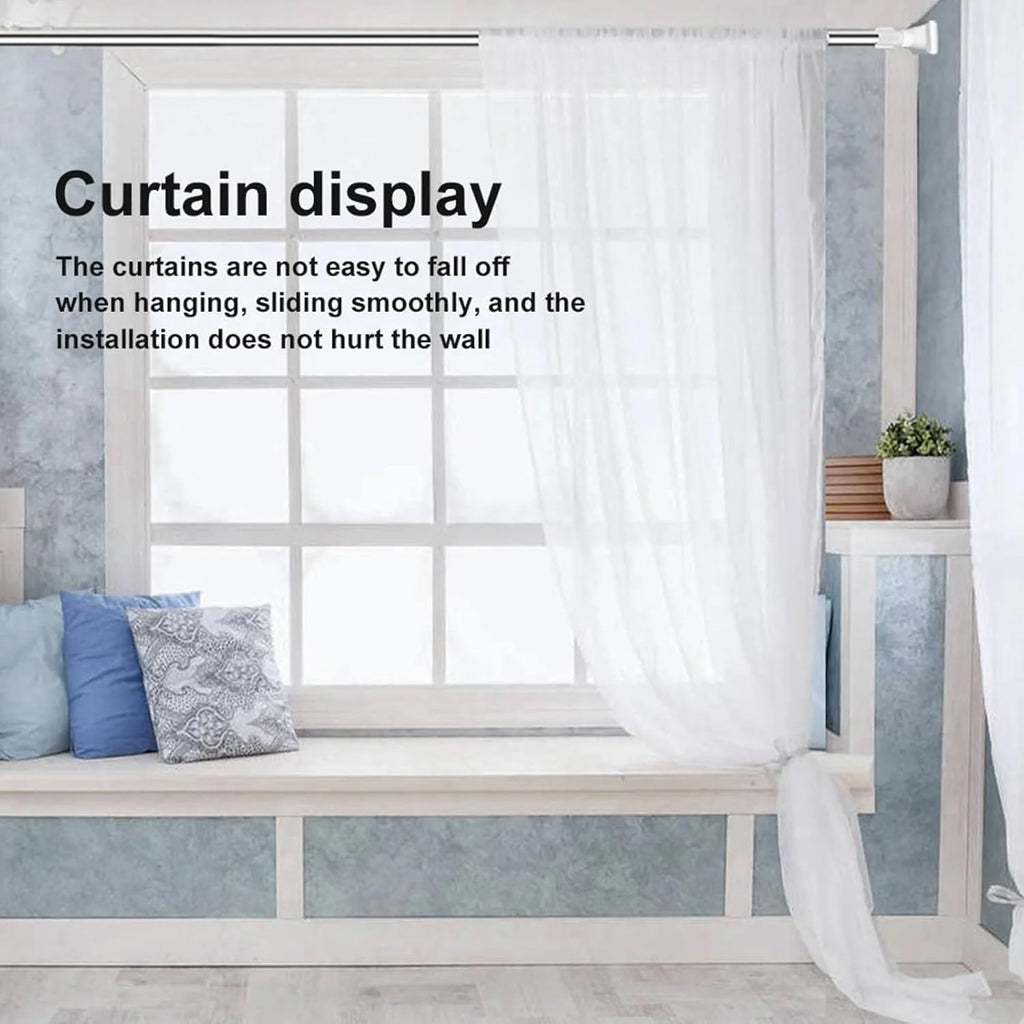 Drill-Free Adjustable Curtain Rod | Curtain Rod Adjustable Extendable Door Curtains Window Rods - Drill-Free Adjustable Rod