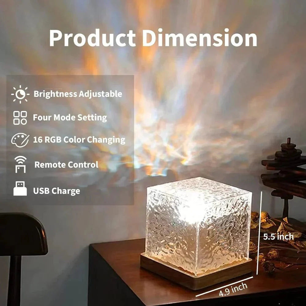 Dynamic Water Reflection Night Lamp | Night Table Lamp For Bedroom Home Decor Lights Nighlight Crystal Lamp - Dynamic Water Reflection Night Lamp