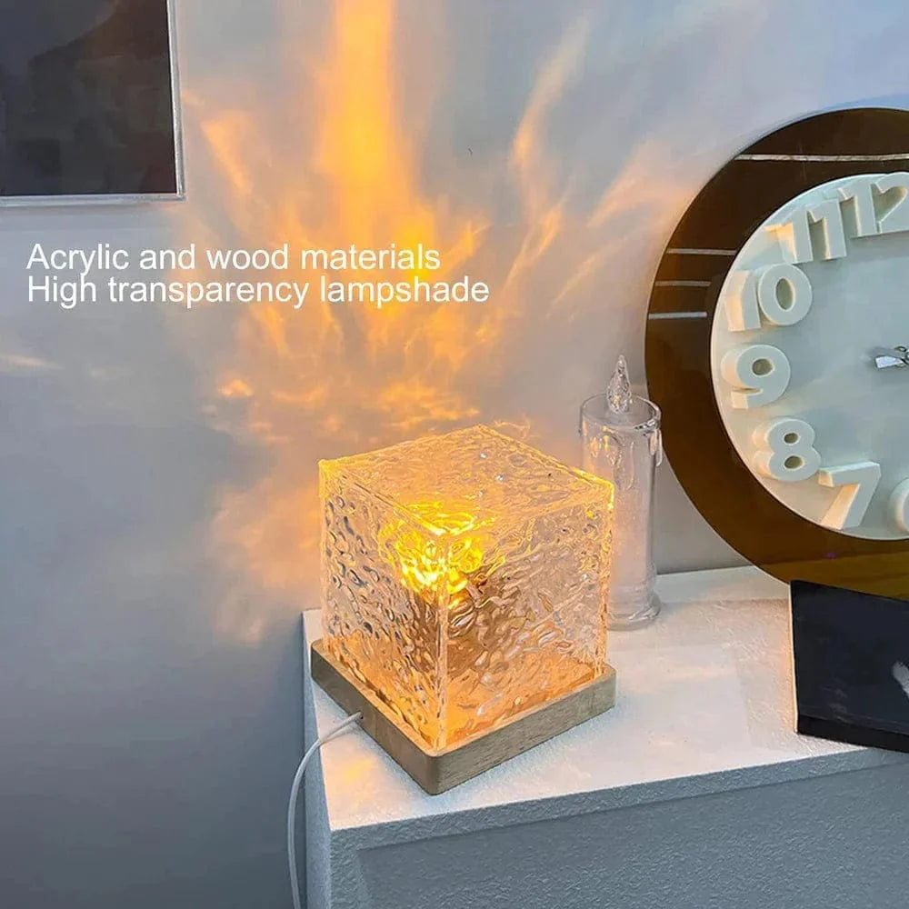 Dynamic Water Reflection Night Lamp | Night Table Lamp For Bedroom Home Decor Lights Nighlight Crystal Lamp - Dynamic Water Reflection Night Lamp