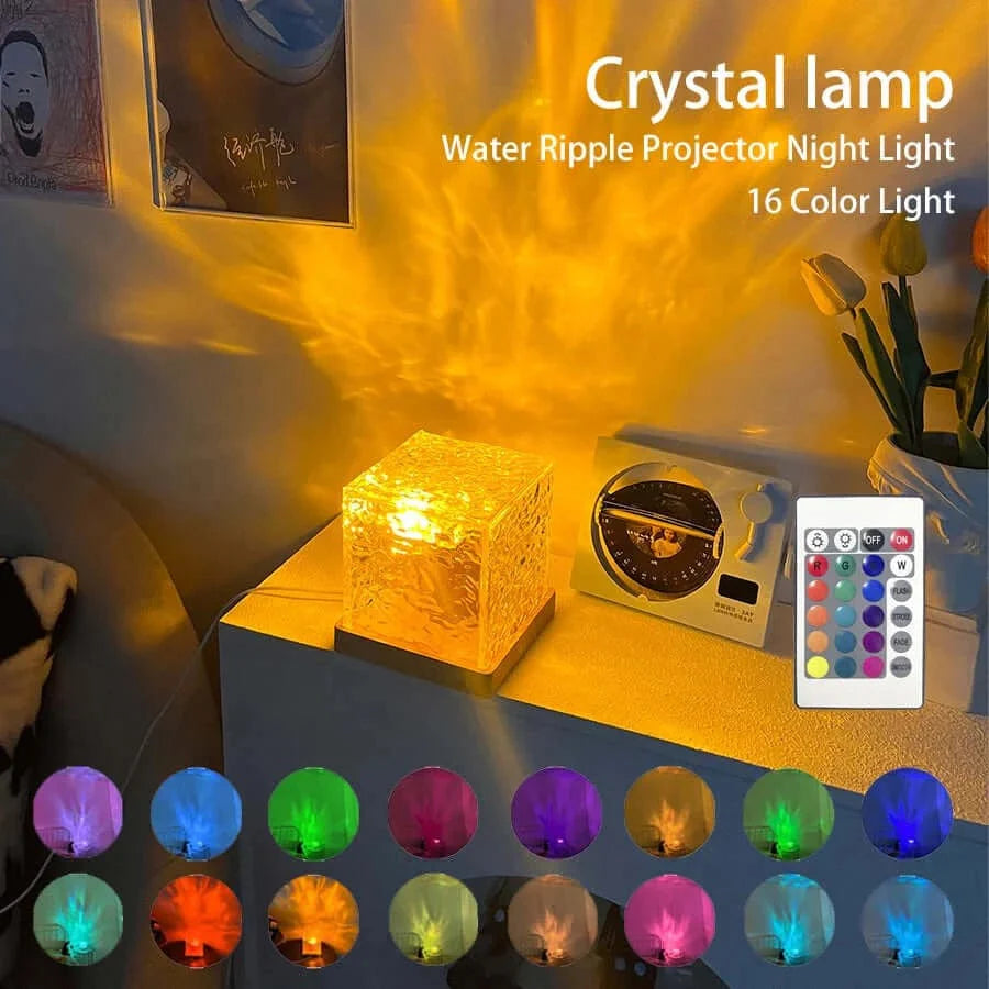 Dynamic Water Reflection Night Lamp | Night Table Lamp For Bedroom Home Decor Lights Nighlight Crystal Lamp - Dynamic Water Reflection Night Lamp