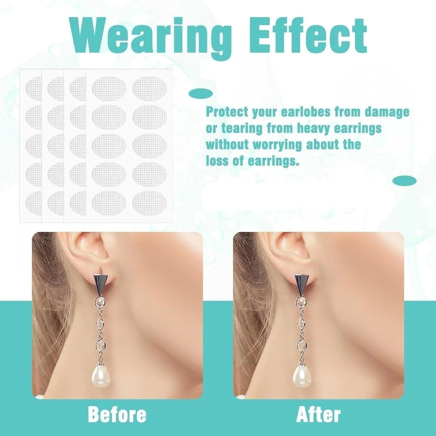 Earlobe Support Patches (100 PCS) | Earring Lobe Hole Heavy Earing Support Sticker Invisible Packs - Premium Earlobe Support Patches (100 PCS)