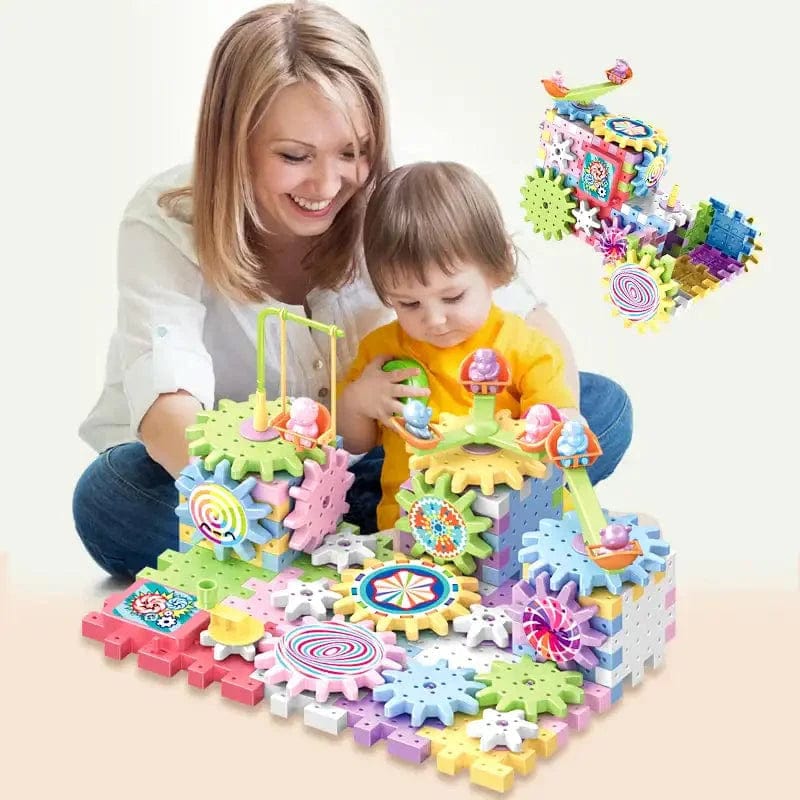 Electric Gear Building Block | Building Blocks Children Robotix Toys For Kids Spinning Toy Block - 101 pieces - DIY Electric Gear Building Block (101 Pieces)