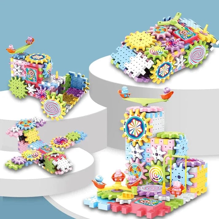 Electric Gear Building Block | Building Blocks Children Robotix Toys For Kids Spinning Toy Block - 101 pieces - DIY Electric Gear Building Block (101 Pieces)