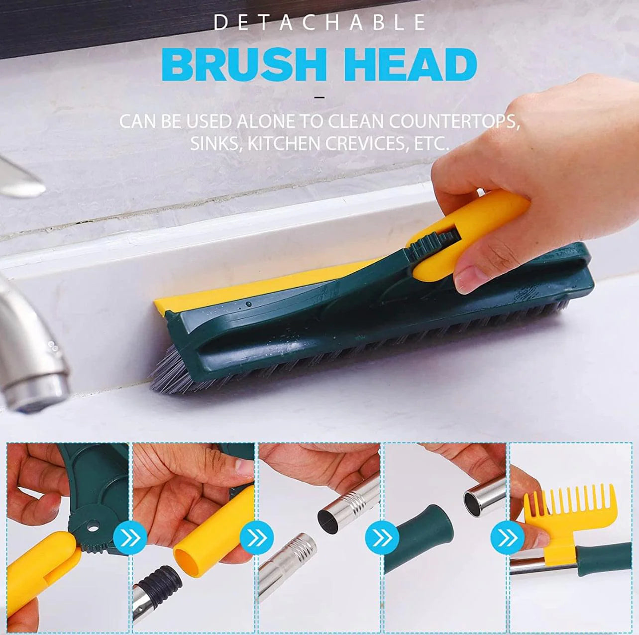 Floor Cleaner Mop Bathroom Cleaning Brush Home Cleaning Dry Mop - 2-in-1 Cleaning Brush - 2-in-1 Cleaning Brush