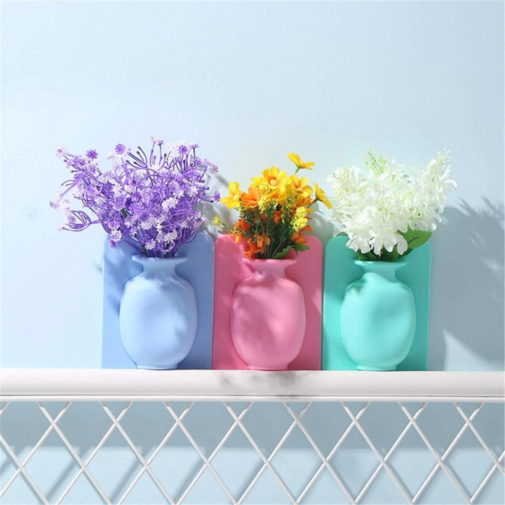 Flower Vase Home Decoration Flower Pot Vasing Flowers- Stick-on Silicone Vase - Stick-on Silicone Vase