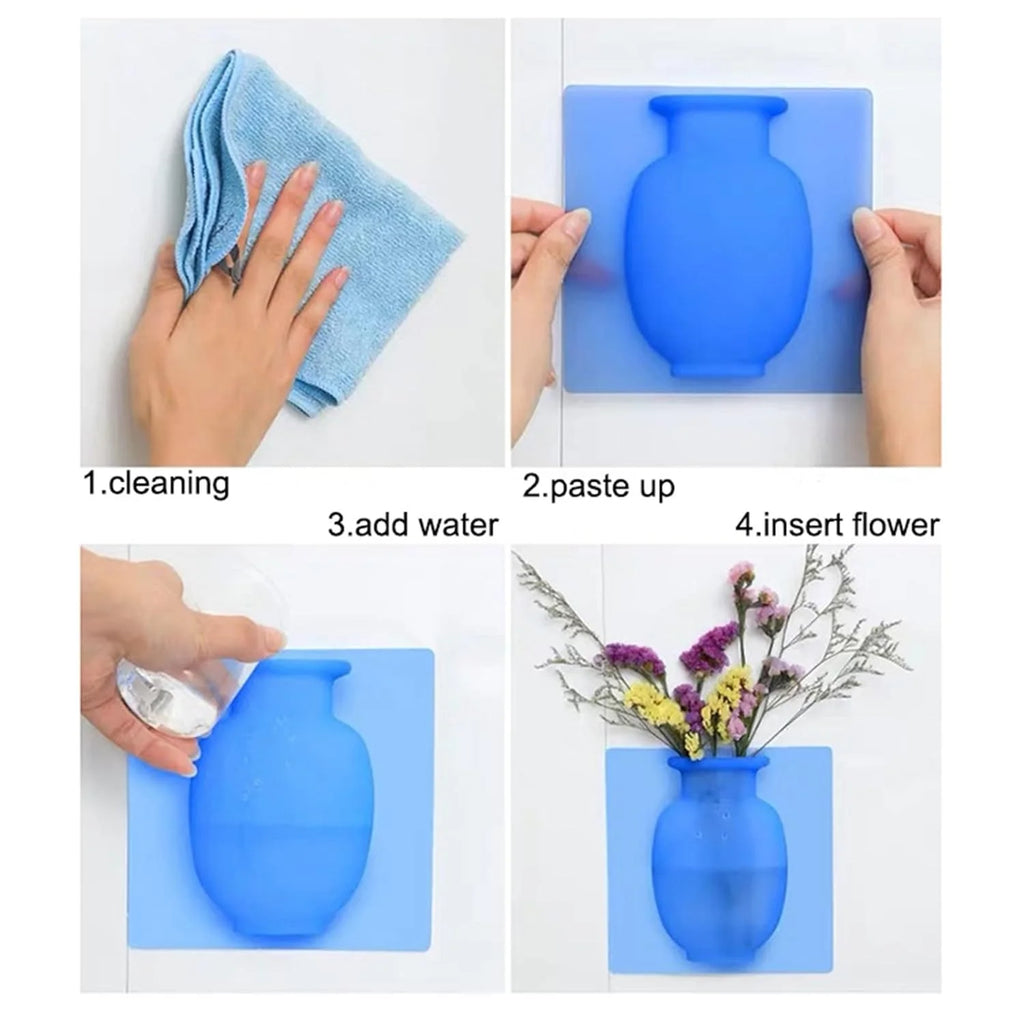 Flower Vase Home Decoration Flower Pot Vasing Flowers- Stick-on Silicone Vase - Stick-on Silicone Vase