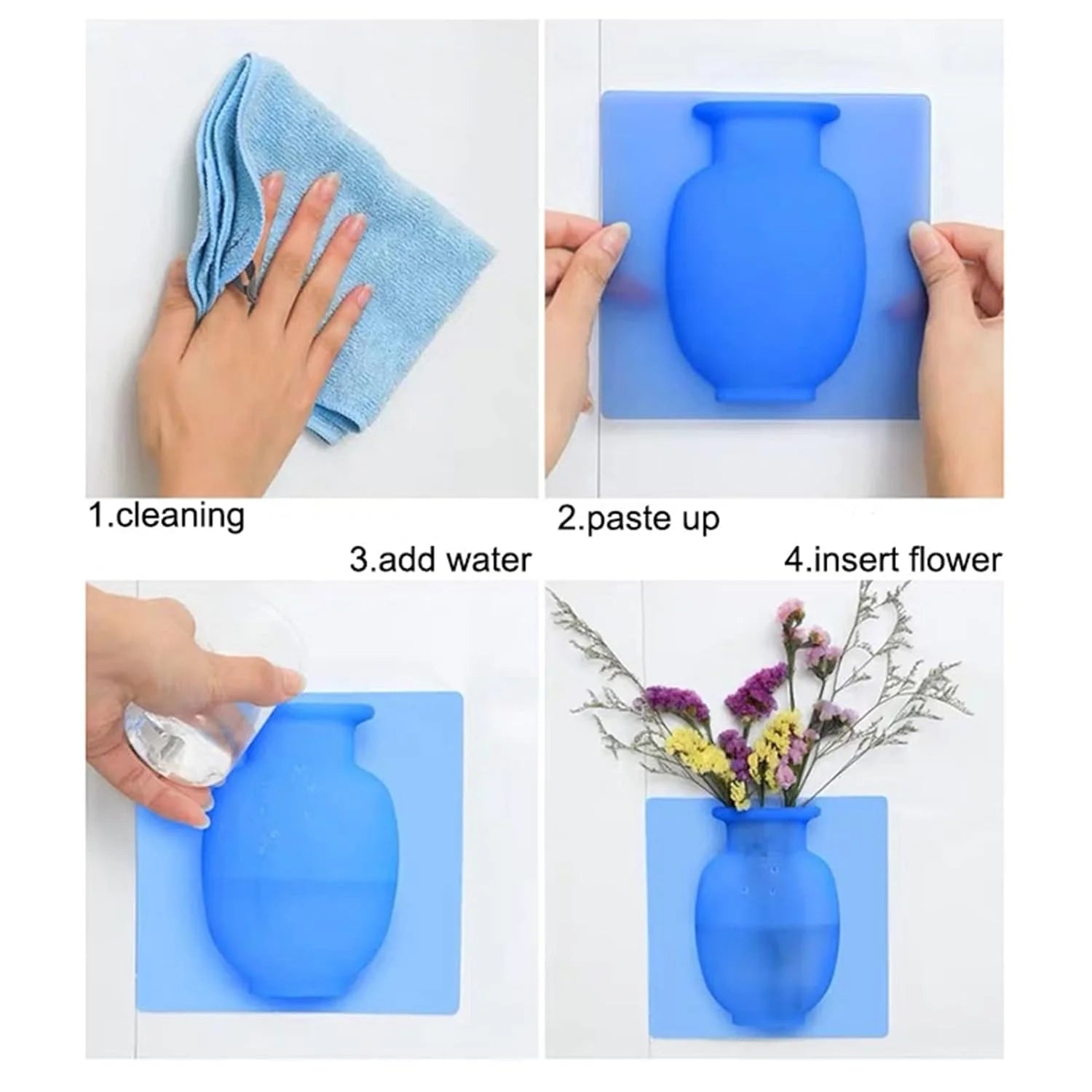 Flower Vase Home Decoration Flower Pot Vasing Flowers- Stick-on Silicone Vase - Stick-on Silicone Vase
