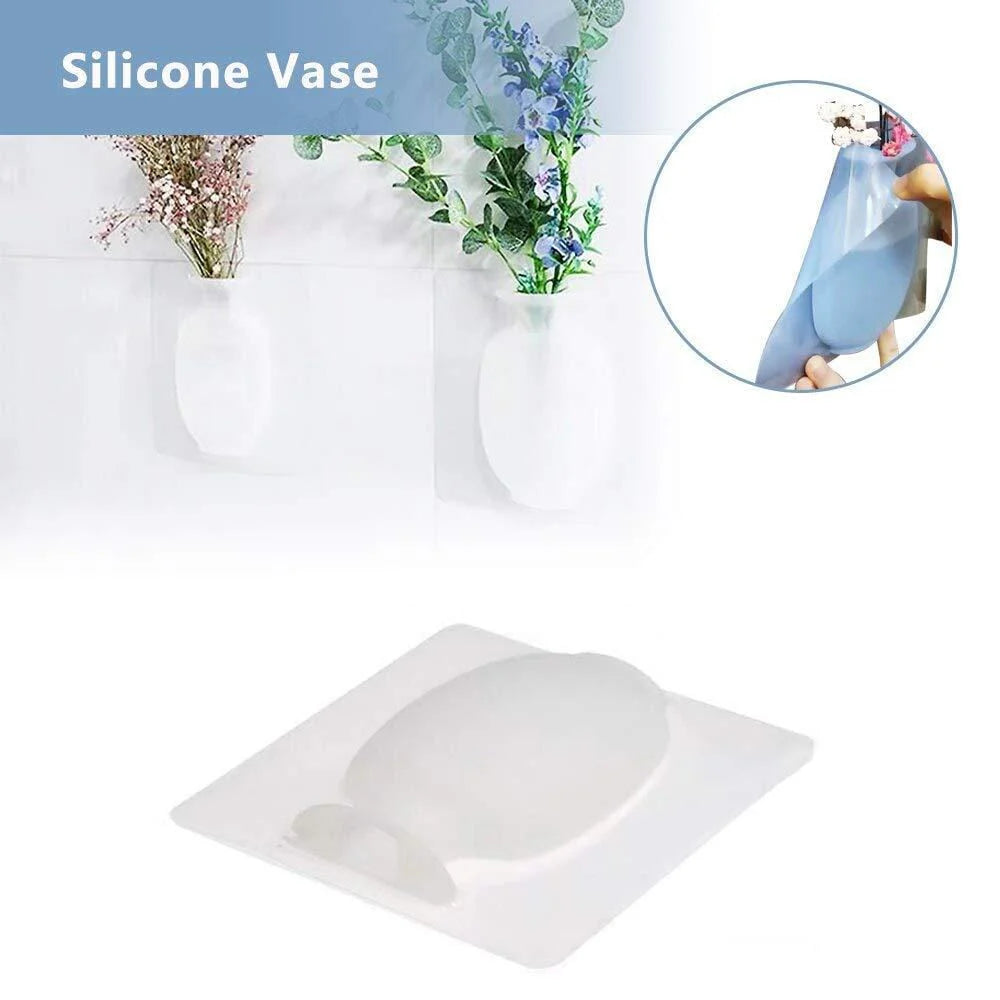 Flower Vase Home Decoration Flower Pot Vasing Flowers- Stick-on Silicone Vase - Stick-on Silicone Vase