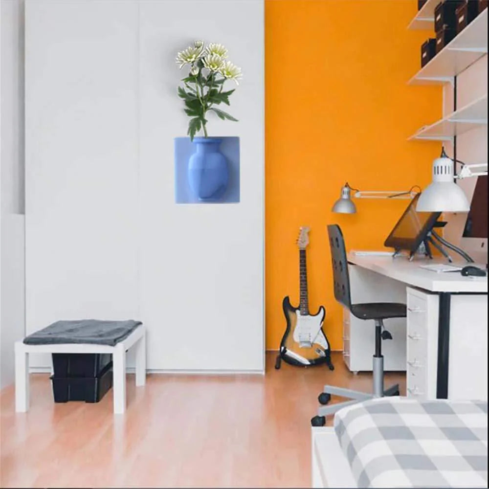 Flower Vase Home Decoration Flower Pot Vasing Flowers- Stick-on Silicone Vase - Stick-on Silicone Vase