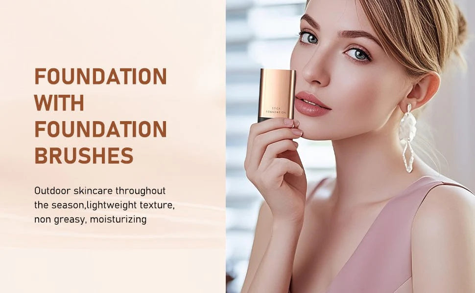 Foundation Stick | Glass Skin Tone Korean Skincare Products Flawless Foundation - 2 in 1 Foundation Stick for Korean Glass Skin