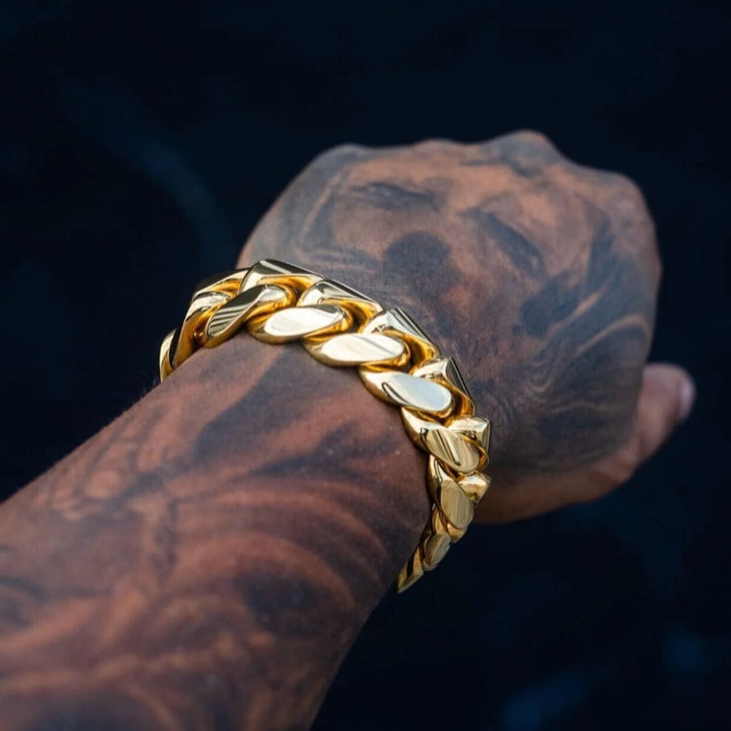 Gold Cuban Bracelet for Men | Gold Bracelet Design On Men Cuban Bracelet Bangle For Men - Gold Cuban Bracelet for Men