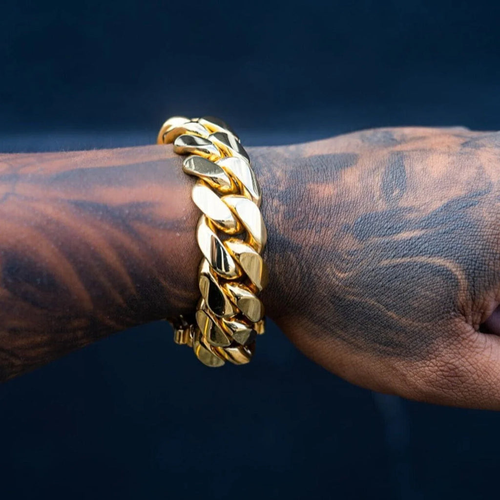 Gold Cuban Bracelet for Men | Gold Bracelet Design On Men Cuban Bracelet Bangle For Men - Gold Cuban Bracelet for Men