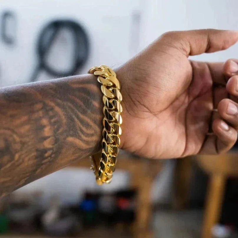 Gold Cuban Bracelet for Men | Gold Bracelet Design On Men Cuban Bracelet Bangle For Men - Gold Cuban Bracelet for Men